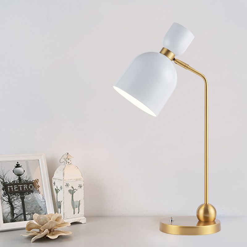 Flared Nightstand Light Modernist Metal Single Head White and Gold Night Table Lamp