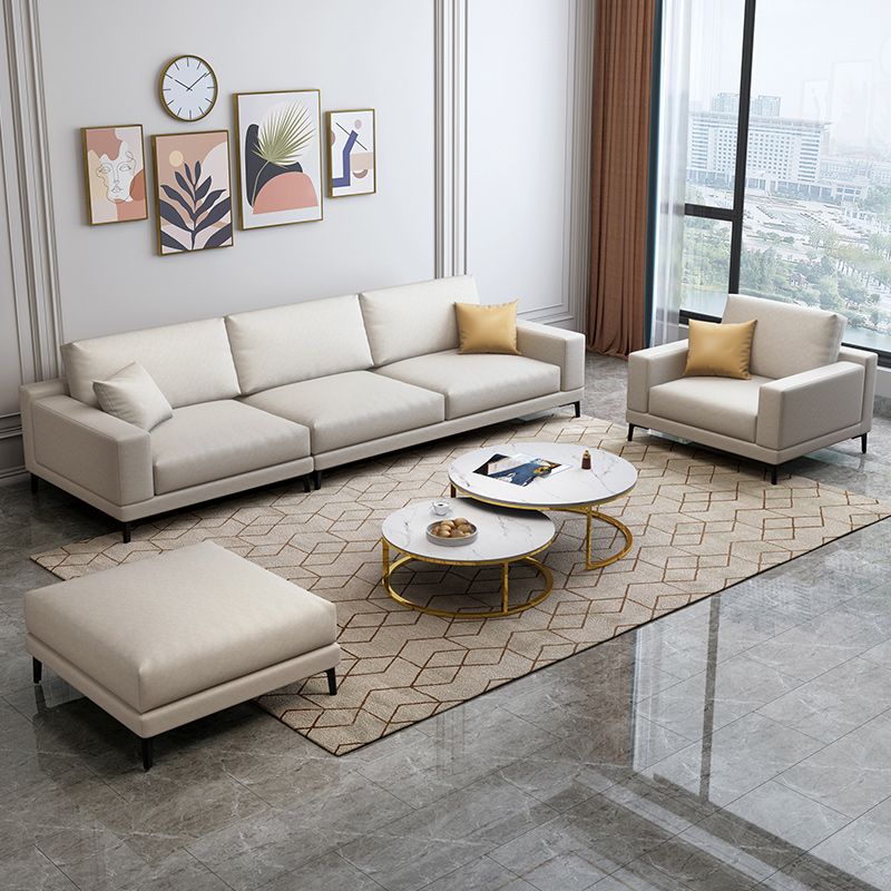 Loose Back Faux Leather Square Arm Sofa with Waterproof and Stain Resistant