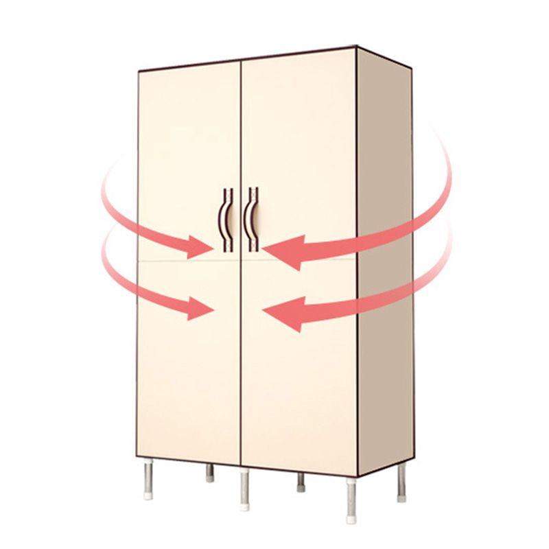 Metal and Fabric Wardrobe Industrial Style Minimalist Rectangular Bedroom Wardrobe Closet