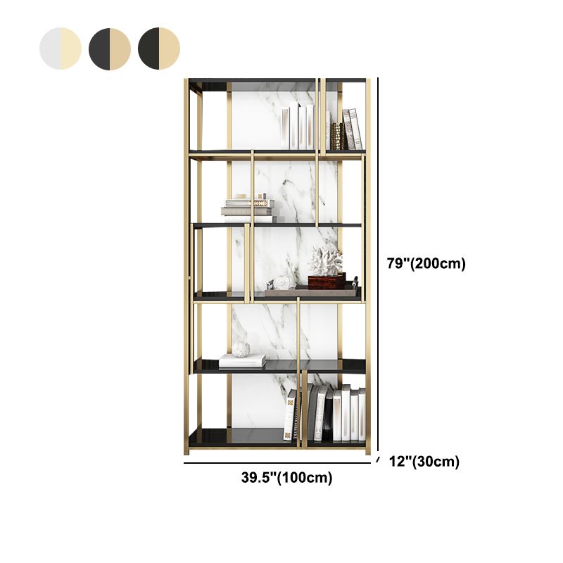 11.81 "W 78.74" H Bookshelf Glam Style Open Back -Bücherregal für das Home Office für Studienzimmer