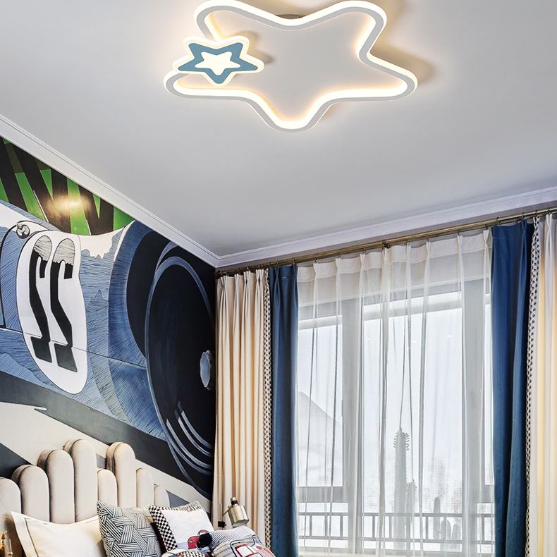 Kids Flush Mount Light Metal LED Pentagon Ceiling Mount Light Fixture for Bedroom