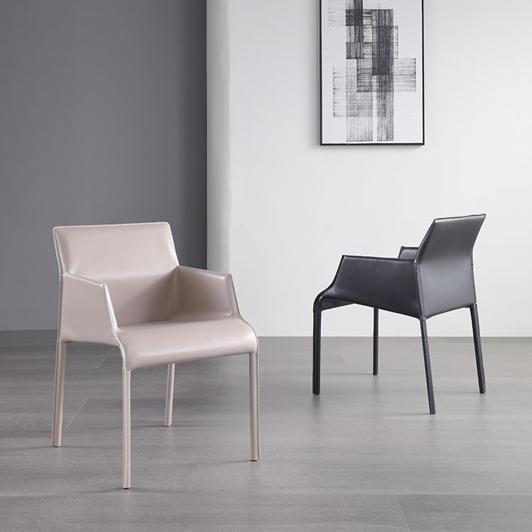 Modern Indoor Upholstered Arm Chair Faux Leather Dining Chair for Dining Room