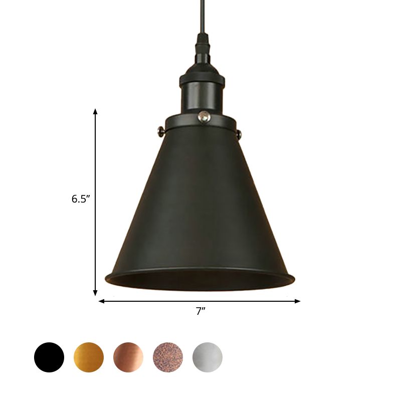 1 Cone à cône clair en forme de lumière suspendue industrielle Black / Brass Fer Pendante pour salle à manger
