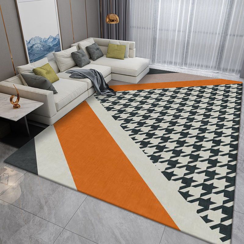 Dark Gray Striped Rug Polyester Modern Indoor Rug Washable Rug for Home Decoration