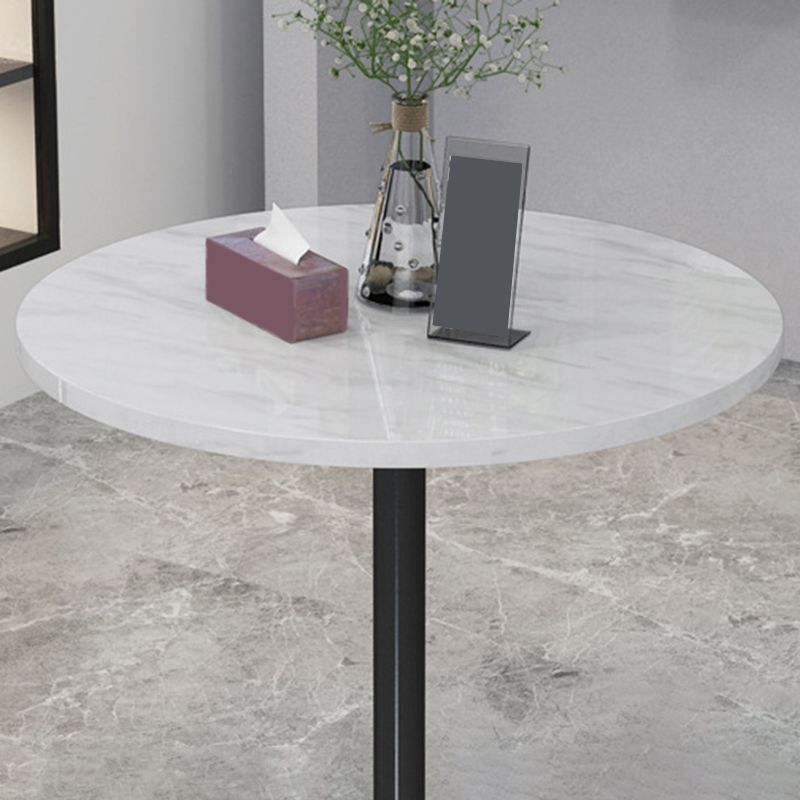 Glam Metal Base Bar Table White Stone Top Fixed Pub Table for Patio