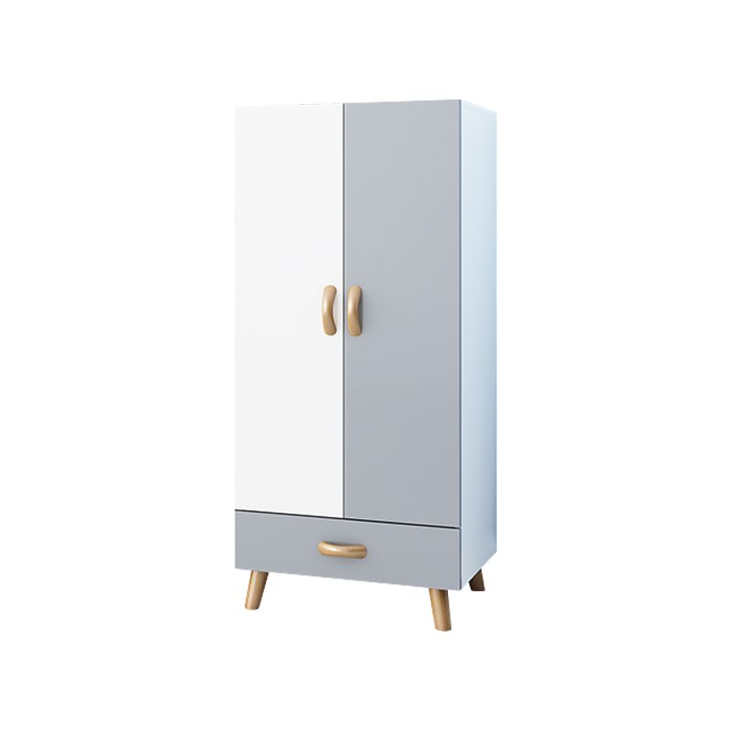 Modern Hinged Door Wardrobe for Bedroom Matte Finish Cabinet with Wood Legs
