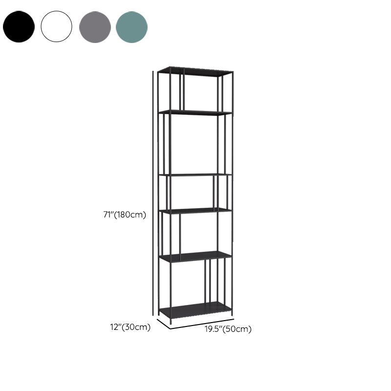 Modern Style Open Back Bookshelf Vertical Metal Bookcase with Shelves