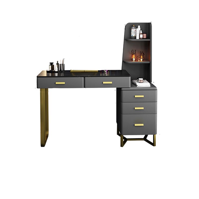 51.2" H Slate Vanity Makeup Desk with Storage Shelves and 5-Drawer