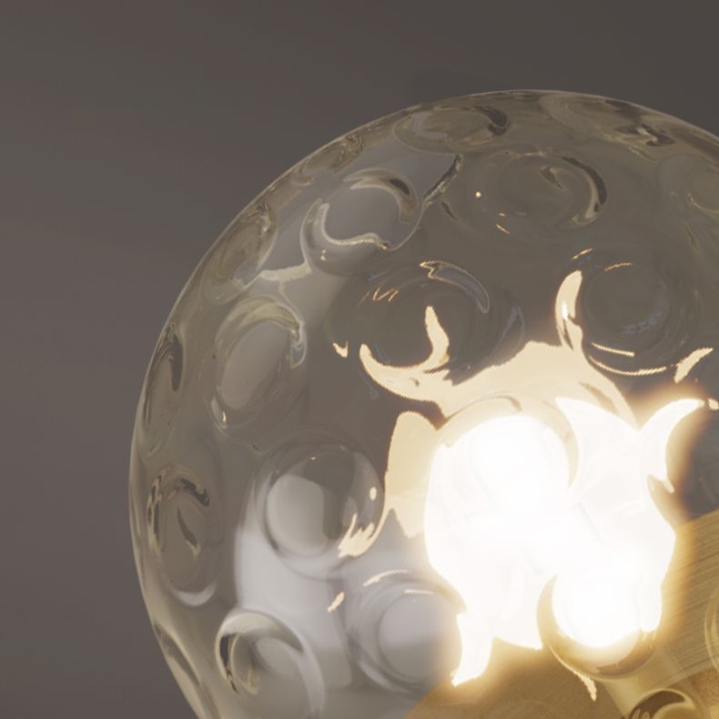 Lámpara de techo de globo de cobre de estilo artístico moderno con montaje empotrado dorado de vidrio ondulado para pasillo