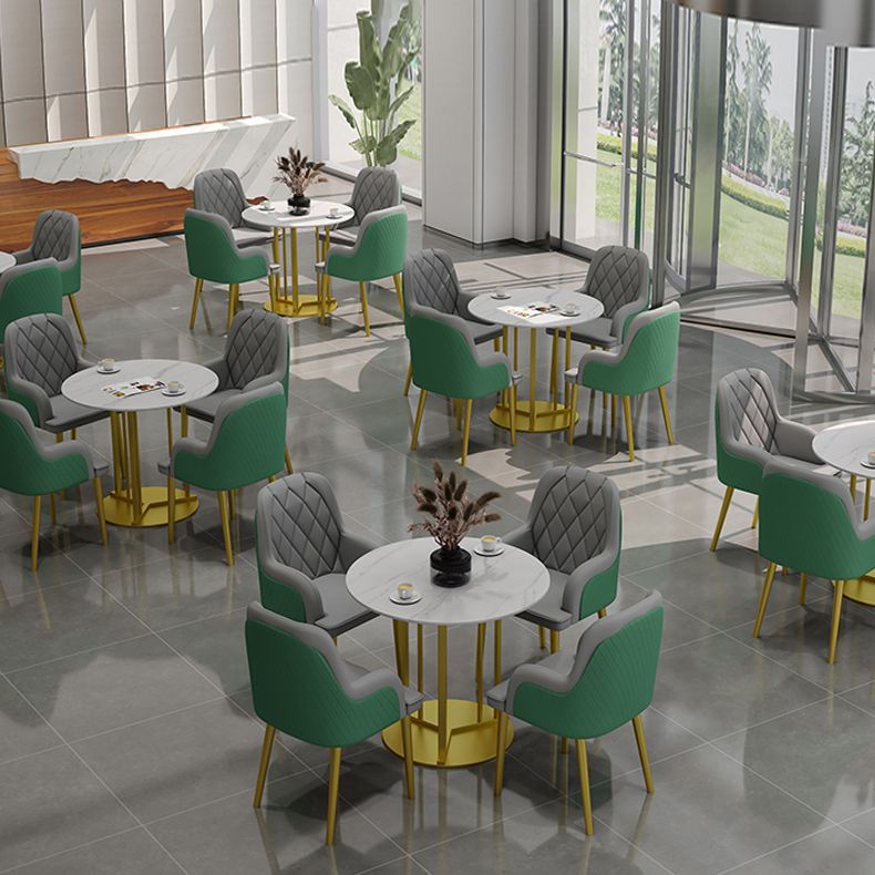 Scandinavian Design Leather Dining Chairs Solid Back Arm Side Chair for Kitchen