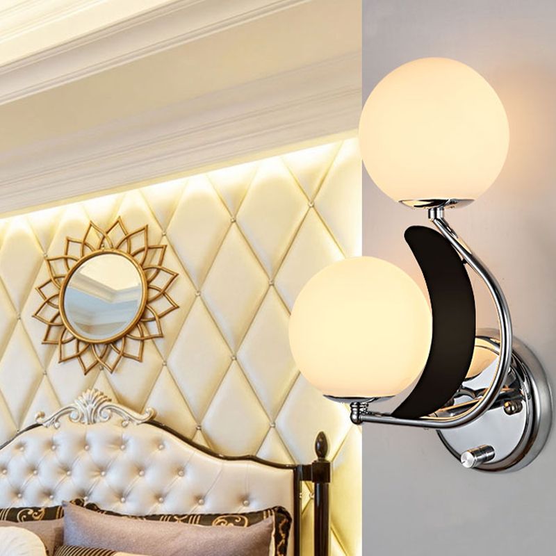 Luminaires d'éclairage Globe Sconce MODERNE LIGHT SIGHT SIGHT LAME MURD AVEC LA COMMANDE D'HERBE BLANC