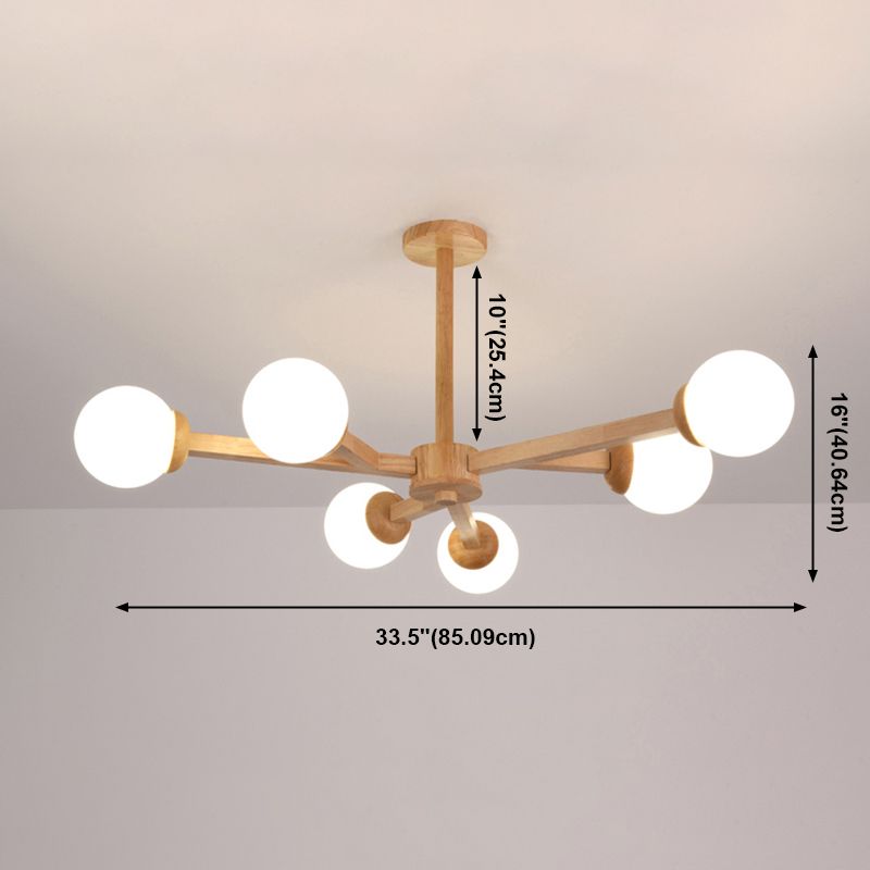 Globe Chandelier Light Fixtures Modern Multi-Head Hanging Pendant Lamps with White Glass Shade