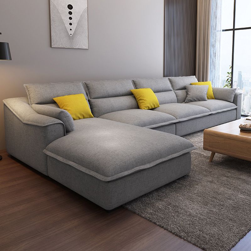 129.92" L Sectional with 4 Pillows Back and Sloped Arms for Living Room