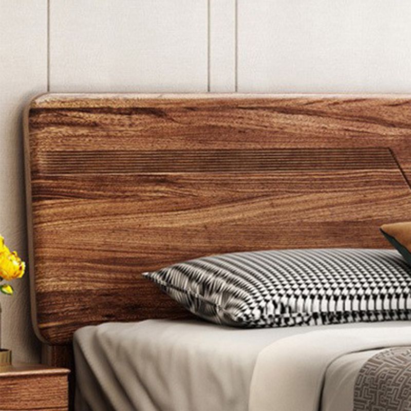 84.65 inch Wide Mid-century Bed Frame Pine Wood Panel Bed with Headboard