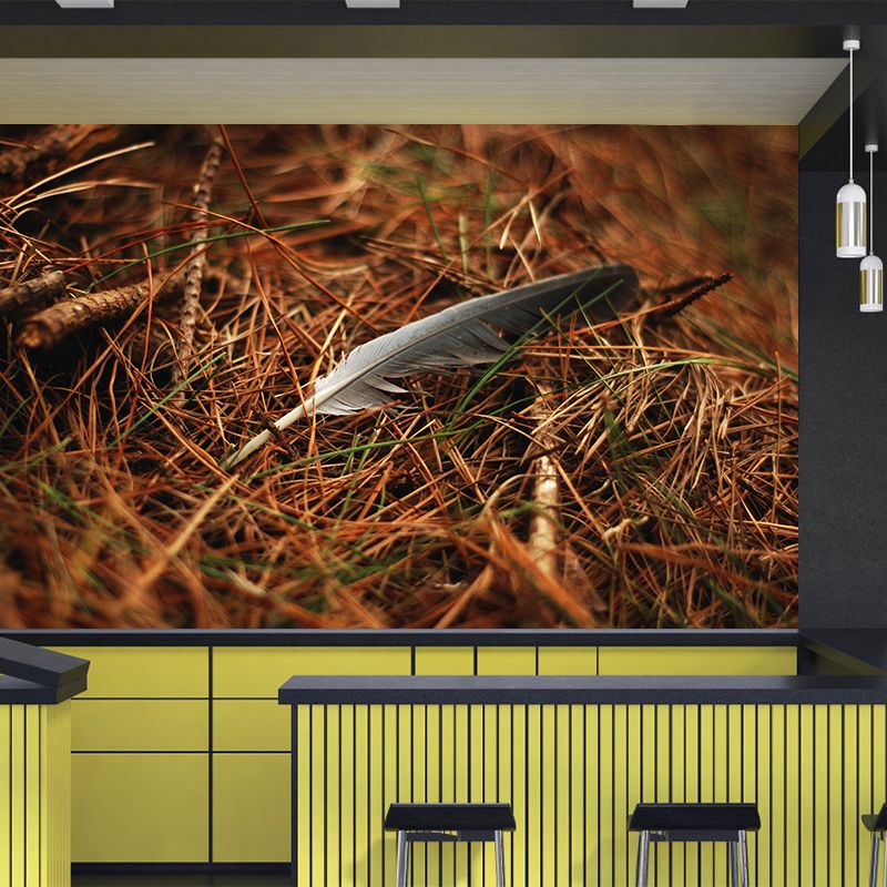 Photography Modern Pastel Color Mural Wallpaper with Beautiful Feathers for Girls' Bedroom