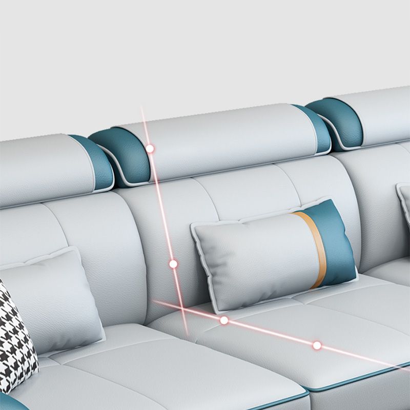 Faux Leather Pillow Top Arm Sectionals 31.5"High Cushion Back Sofa with Slipcover