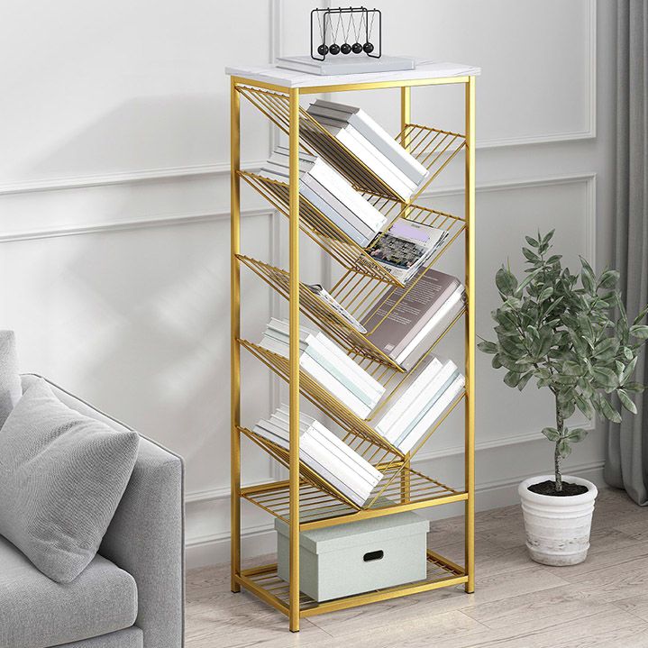 Modern Metal Book Shelf Home Open Back Bookcase with Shelves