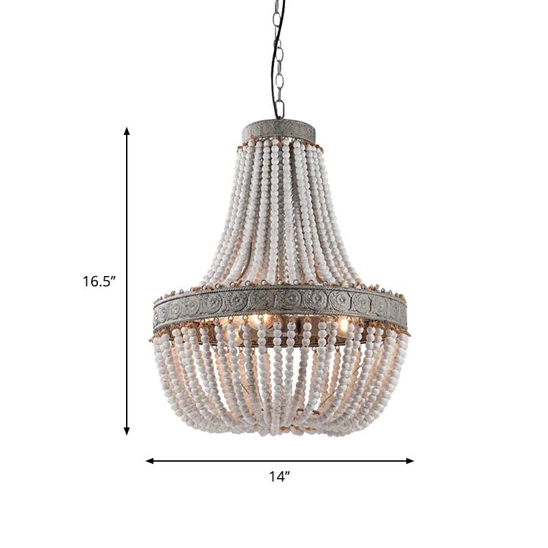 Rustic Basket-Shaped Pendant Lamp Wood Suspension Lighting Fixture for Dining Room