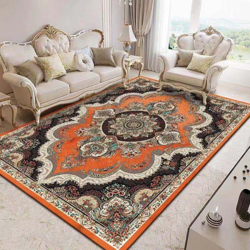 Multicolored Traditional Rug Gorgeous Flower Print Carpet Non-Slip Backing Carpet for Living Room