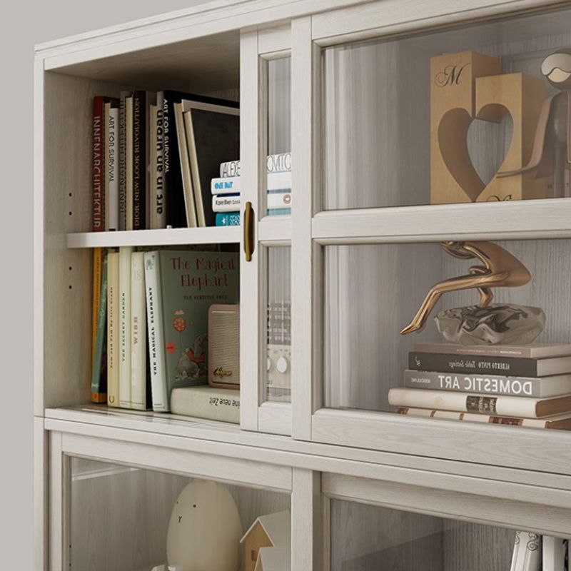 Standard White Bookcase Wooden Contemporary Bookshelf with Doors