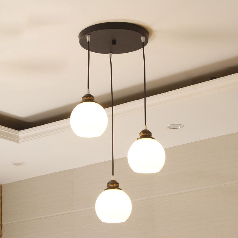 Blanc Glass Shade Pendant Light Nordic Style multiple Hanging Light pour duplex