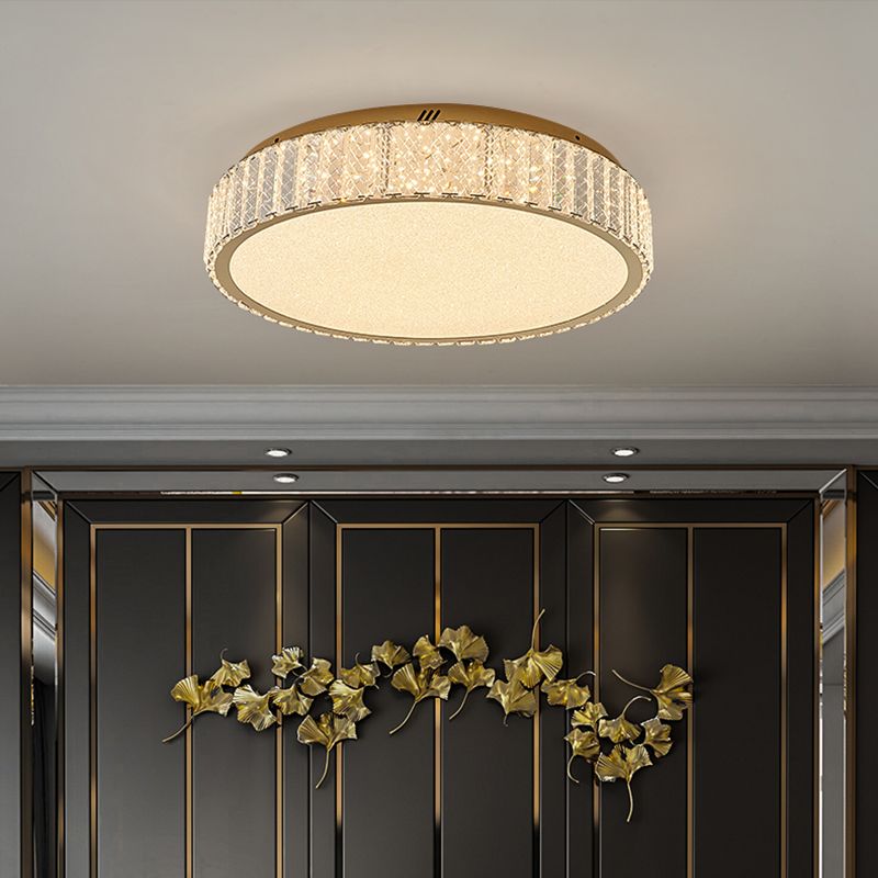 Contemporain K9 Crystal Flush Mount 1-Light Flush Ceiling Light for Living Room