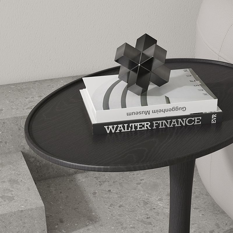 Contemporary C Side Table Slate/Metal Top Oval End Table for Living Room