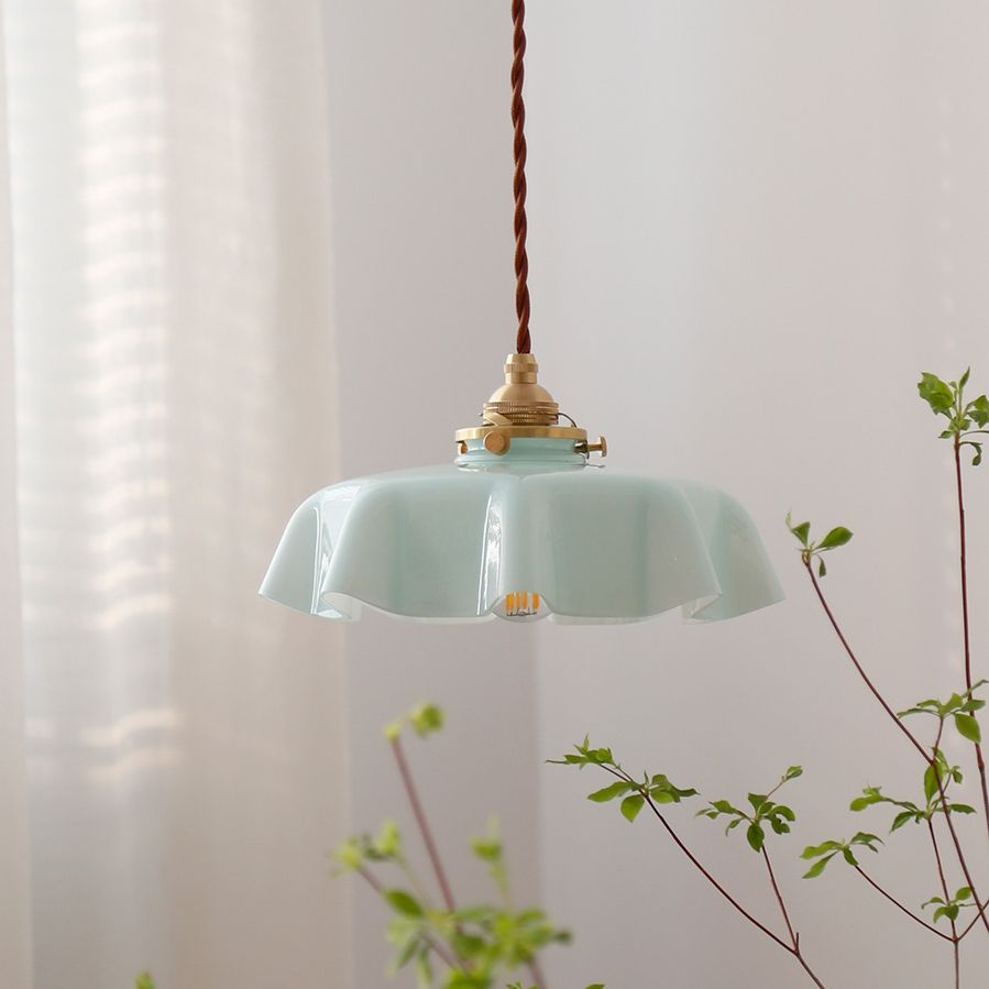 Nordic Style Macaron Pendant Light Metal Glass Hanging Light for Bedside
