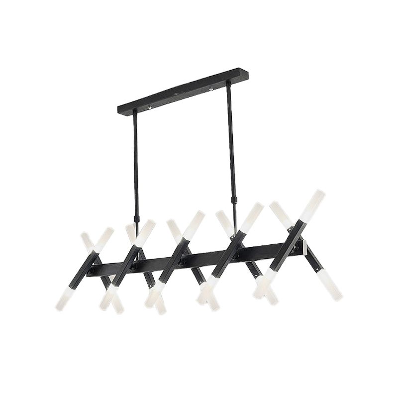 Acrylic Tube Island Pendant Modern 16/20 Lights Black/White/Gold Ceiling Pendant Light for Dining Room