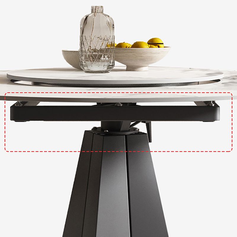 Modern Sintered Stone Top Dining Table Extendable Round Table with Pedestal Base