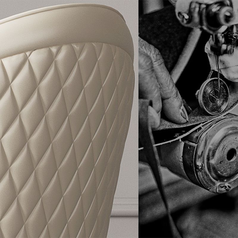 Dining Room Glam Parsons Chair Metal Legs Faux Leather Upholstered Chair