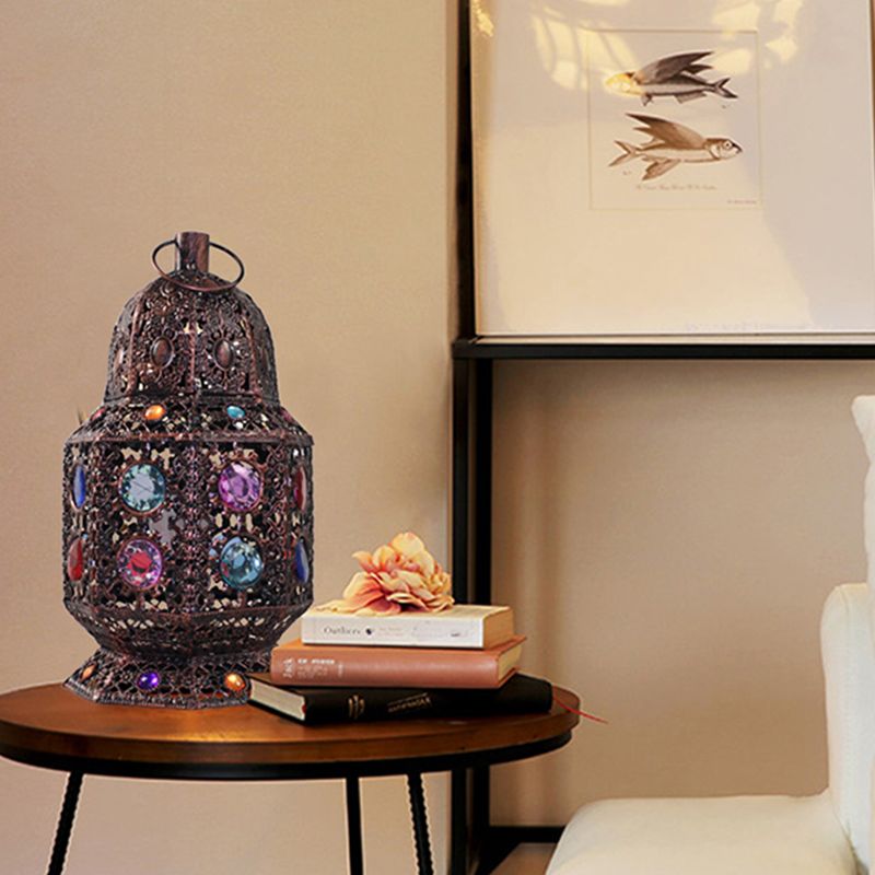 1 head metal night tavolo da tavolo vintage lanterna rame soggiorno illuminazione