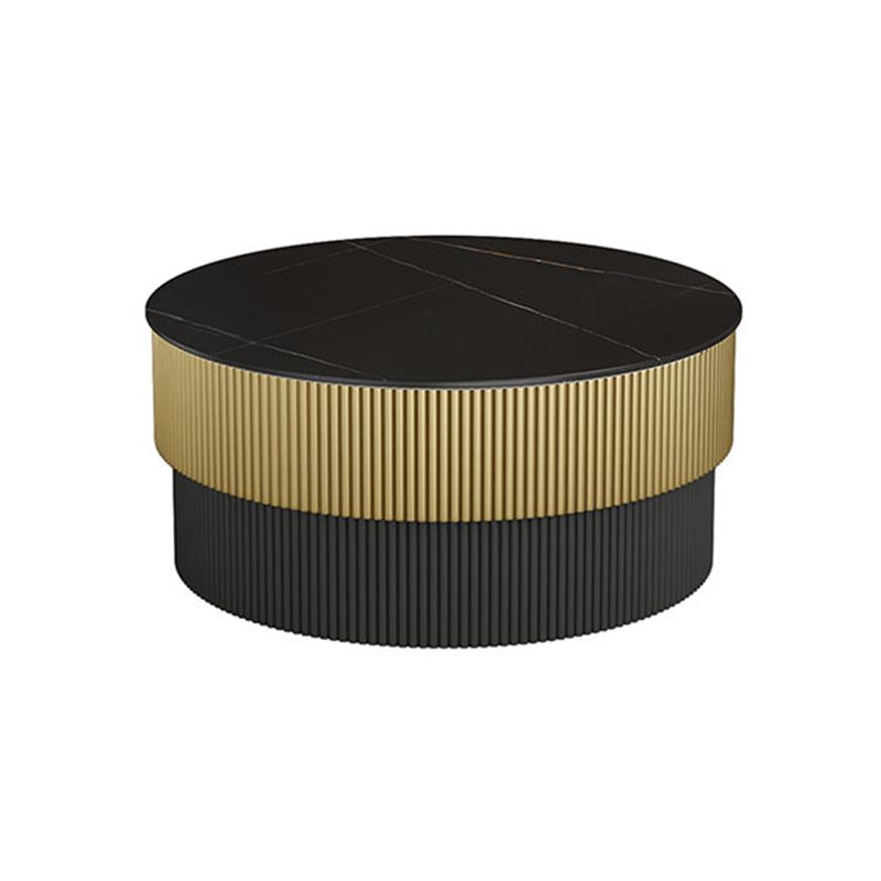 Round Slate Coffee Table Glam Pedestal No Distressing Single Coffee Table