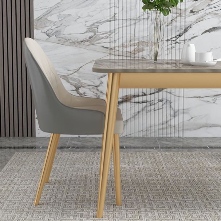 Traditional Luxury Rectangle Dining Table Stone Dinner Table with 4-foot