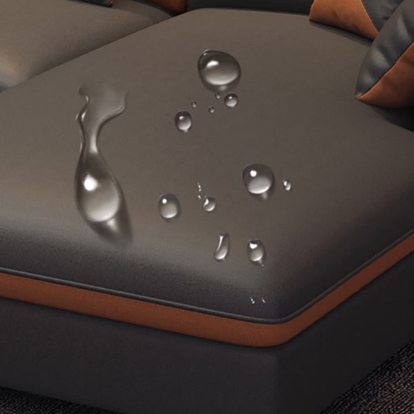 Faux Leather Sectional Sofa with Storage 35.43" High Sofa with Cushion Back