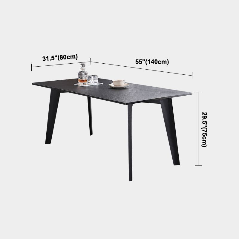 Rectangle 4 Legs Industrial Table Black Fixed Table of Sintered Stone