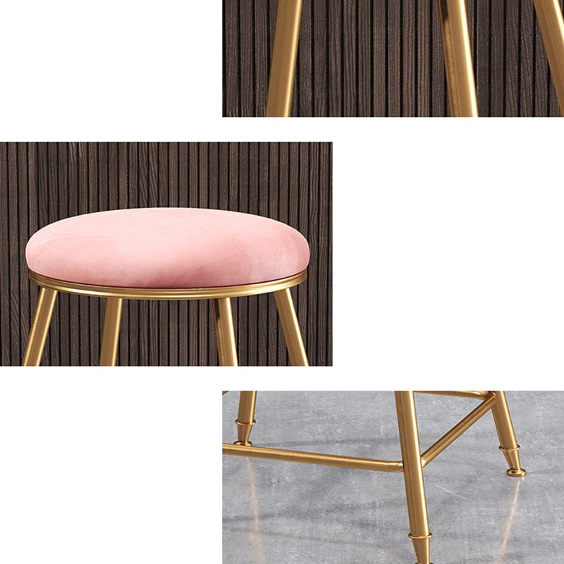 Scandinavian Upholstered Fabric Stools for Home Armless Backless Stools with 4 Gold Legs