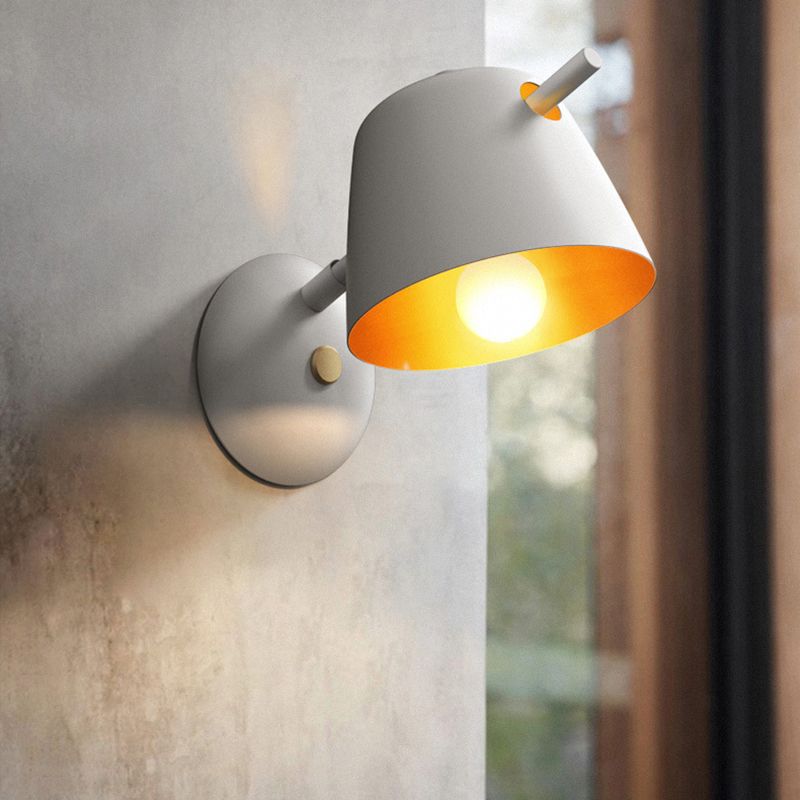 1-Light Wall Lamp Macaron Style Wall Mount Lamp with Metal for Living Room