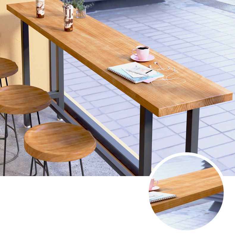 1/4/7 Pieces Industrial Iron Bar Table Set Rectangle Pine Wood Bistro Set with Footrest