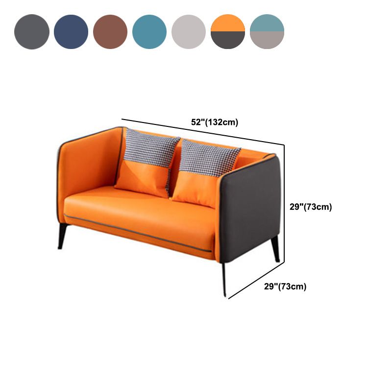 Genuine Leather Sofa 28.74" D x 28.74" H Tuxedo Arm Sofa for Living Room