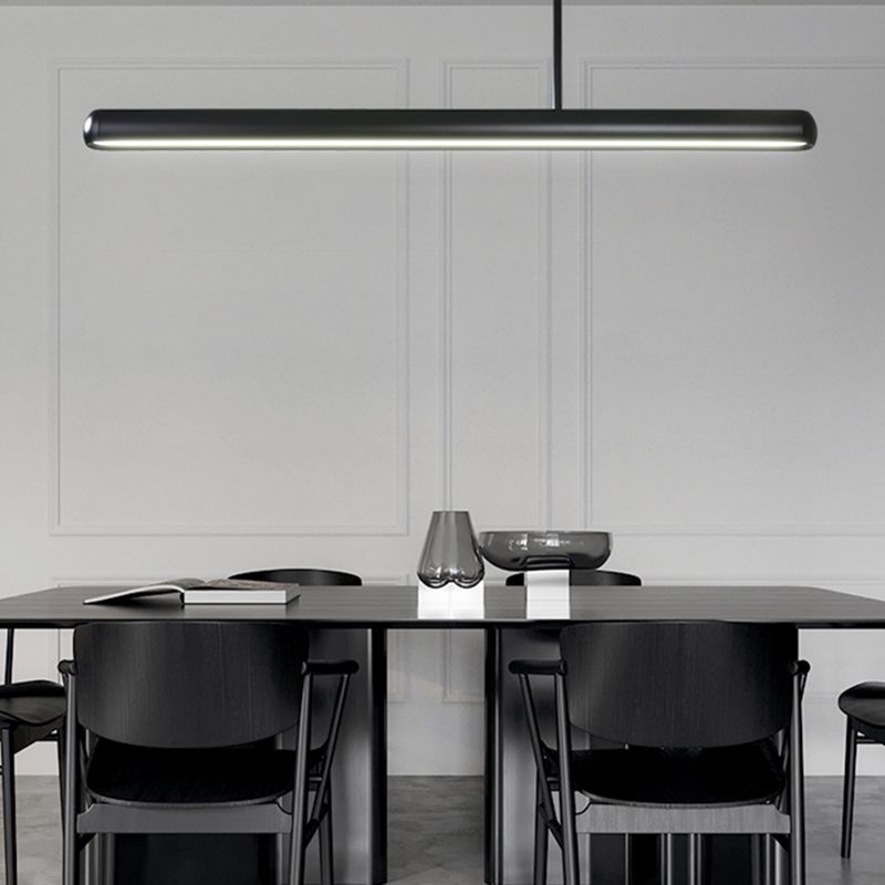 Modern Minimalist Linear Island Pendant Lights Metal 1 Light Chandelier Lighting