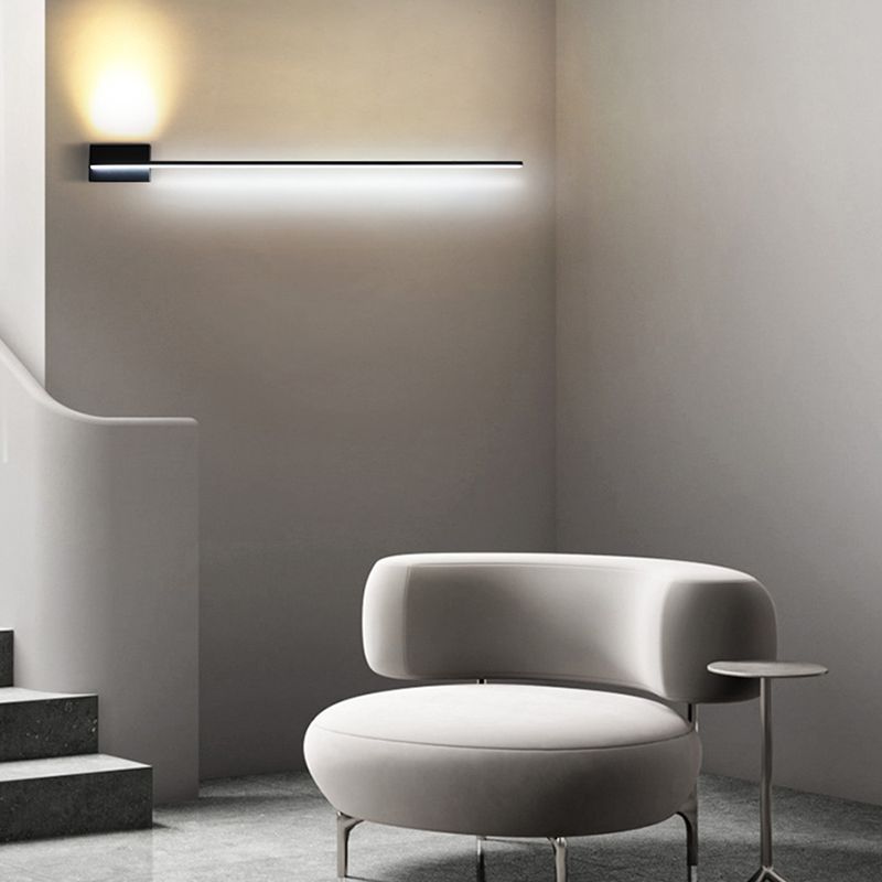 Linear Shape Metal Vanity Lamp Modern Style 2 Lights Vanity Light Fixture in Black