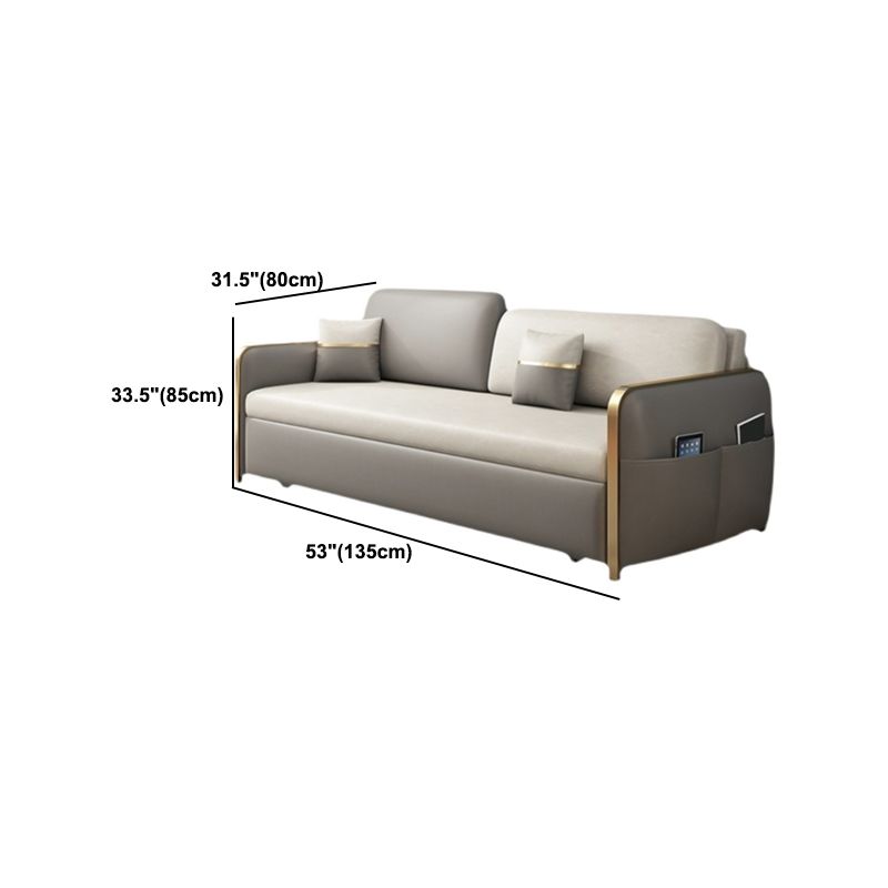 Modern 33.4" H Faux Leather Square Arm Sofa Bed For Living Room