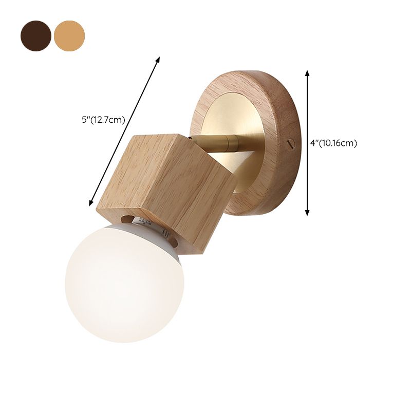 Modern Simple Wooden Wall Light Rectangle Shape Wall Lamp for Living Room