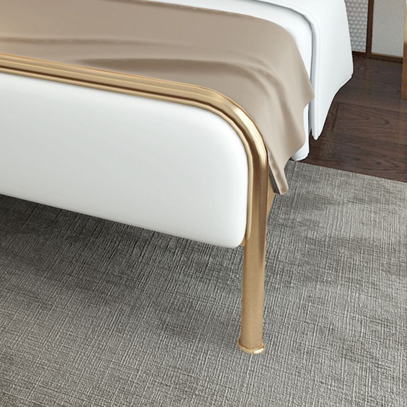 Upholstered Standard Bed with Headboard Low Profile Metal Bed