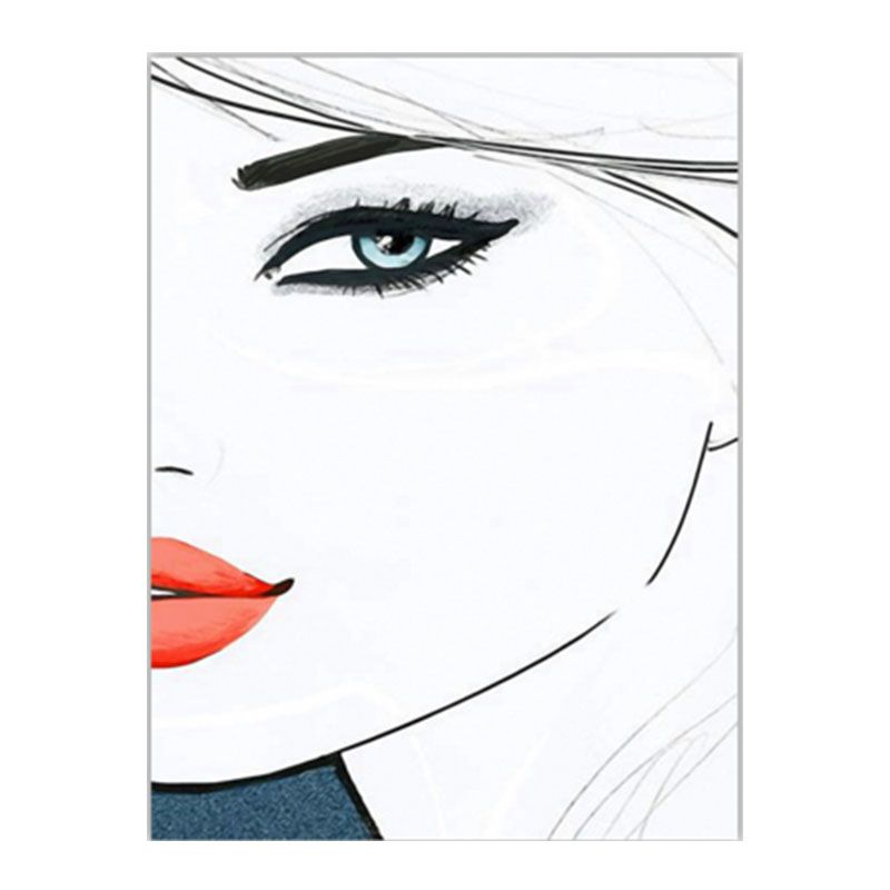 Minimalist Woman Face Wall Art Canvas Textured Pastel Color Painting for Girls Room