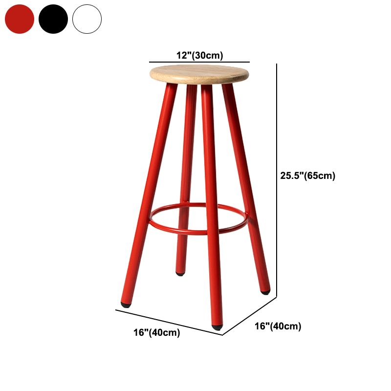 Modern Round Bar & Counter Stool Dining Room Footrest Wood Counter-height Stool