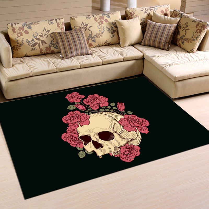 Novelty Carpet Modern Skull Pattern Area Rug Polyester Carpet for Living Room