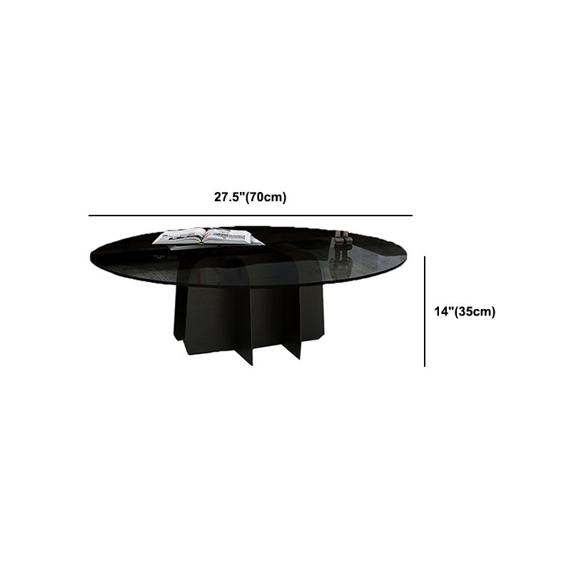 Modern Style Round Glass Table with Metal Base Pedestal Base Coffee Table