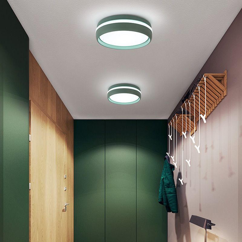 Modern Metal Flush Mount LED Circle Shape Ceiling Lamp with Acrylic Shade for Living Room